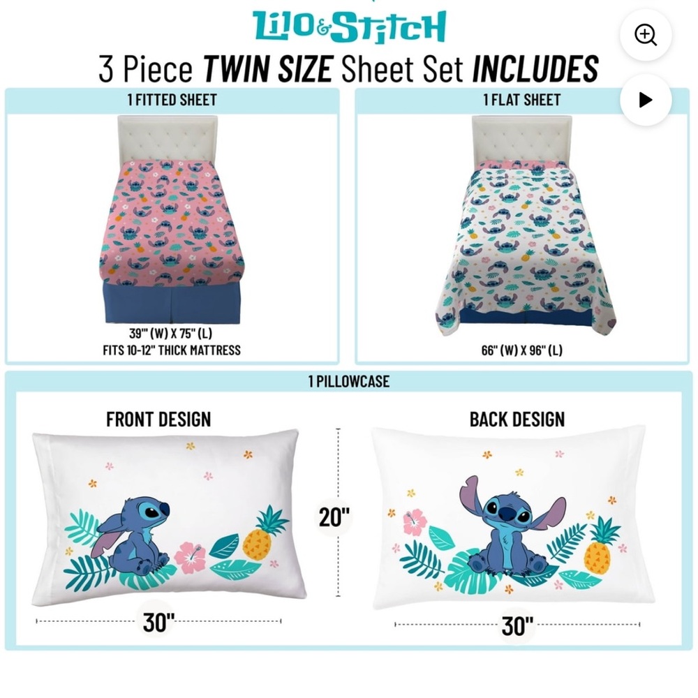 Lilo & Stitch Twin Size Sheet Set